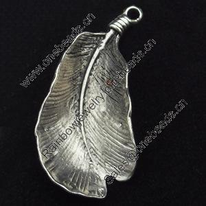 Pendant, Zinc Alloy Jewelry Findings, Leaf, 18x35mm, Sold by Bag