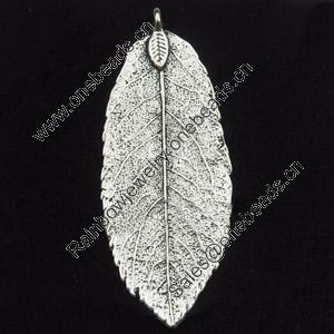 Pendant, Zinc Alloy Jewelry Findings, Leaf, 19x48mm, Sold by Bag