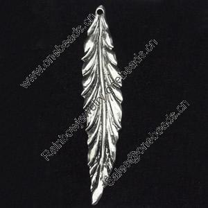 Pendant, Zinc Alloy Jewelry Findings, Leaf, 11x55mm, Sold by Bag