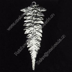 Pendant, Zinc Alloy Jewelry Findings, Leaf, 22x58mm, Sold by Bag