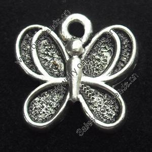 Pendant, Zinc Alloy Jewelry Findings, Butterfly, 14x15mm, Sold by Bag