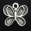 Pendant, Zinc Alloy Jewelry Findings, Butterfly, 14x15mm, Sold by Bag