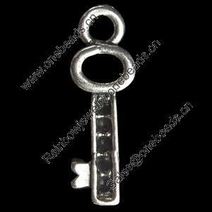 Pendant, Zinc Alloy Jewelry Findings, Key, 6x18mm, Sold by Bag