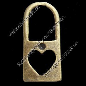 Pendant, Zinc Alloy Jewelry Findings, Lock, 12x26mm, Sold by Bag