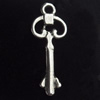 Pendant, Zinc Alloy Jewelry Findings, Key, 10x25mm, Sold by Bag