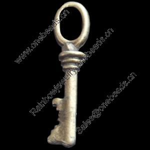 Pendant, Zinc Alloy Jewelry Findings, Key, 6x24mm, Sold by Bag