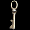 Pendant, Zinc Alloy Jewelry Findings, Key, 6x24mm, Sold by Bag
