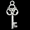 Pendant, Zinc Alloy Jewelry Findings, Key, 10x23mm, Sold by Bag