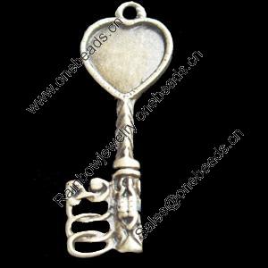 Pendant, Zinc Alloy Jewelry Findings, Key, 12x33mm, Sold by Bag