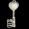 Pendant, Zinc Alloy Jewelry Findings, Key, 12x33mm, Sold by Bag