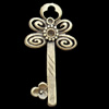 Pendant, Zinc Alloy Jewelry Findings, Key, 18x34mm, Sold by Bag