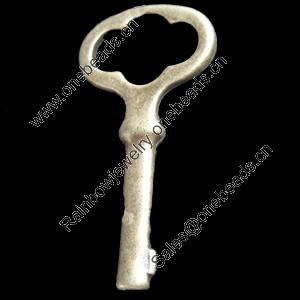 Pendant, Zinc Alloy Jewelry Findings, Key, 16x33mm, Sold by Bag