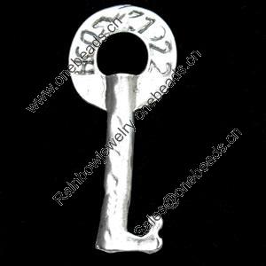 Pendant, Zinc Alloy Jewelry Findings, Key, 16x36mm, Sold by Bag