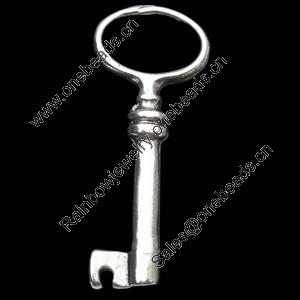 Pendant, Zinc Alloy Jewelry Findings, Key, 16x40mm, Sold by Bag