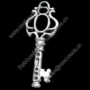 Pendant, Zinc Alloy Jewelry Findings, Key, 17x45mm, Sold by Bag