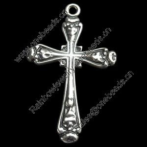 Pendant, Zinc Alloy Jewelry Findings, Cross, 25x40mm, Sold by Bag