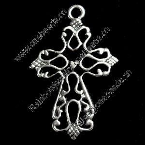 Pendant, Zinc Alloy Jewelry Findings, Cross, 22x33mm, Sold by Bag