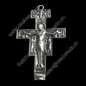 Pendant, Zinc Alloy Jewelry Findings, Cross, 41x69mm, Sold by Bag