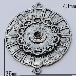 Connectors, Zinc Alloy Jewelry Findings, Flat Round 35x43mm, Sold by Bag
