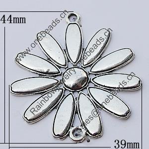 Connectors, Zinc Alloy Jewelry Findings, Flower 39x44mm, Sold by Bag