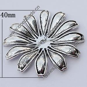 Beads, Zinc Alloy Jewelry Findings, Flower 40mm, Sold by Bag