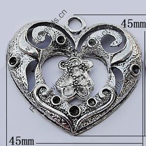 Pendants, Zinc Alloy Jewelry Findings, 45mm, Sold by Bag