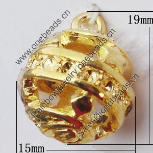 Hollow Bali Pendants Zinc Alloy Jewelry Findings, 15x19mm, Sold by Bag
