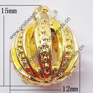 Hollow Bali Pendants Zinc Alloy Jewelry Findings, 12x15mm, Sold by Bag