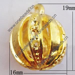 Hollow Bali Pendants Zinc Alloy Jewelry Findings, 16x19mm, Sold by Bag