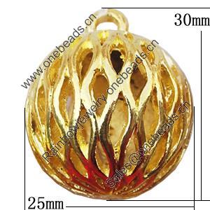 Hollow Bali Pendants Zinc Alloy Jewelry Findings, 25x30mm, Sold by Bag