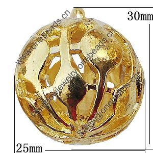 Hollow Bali Pendants Zinc Alloy Jewelry Findings, 25x30mm, Sold by Bag