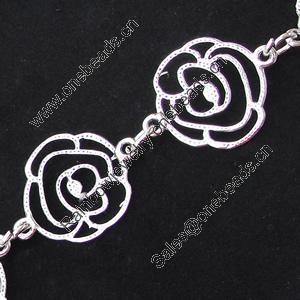 Zinc Alloy Chain, Handmade, Pb-free, Link's Size:26x20mm, Sold by Meter  