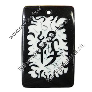 Resin Pendants, Rectangle 34x53mm Hole:3.5mm, Sold by Bag