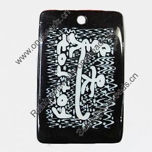 Resin Pendants, Rectangle 34x53mm Hole:3.5mm, Sold by Bag