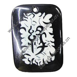 Resin Pendants, Rectangle 39x53mm Hole:3.5mm, Sold by Bag