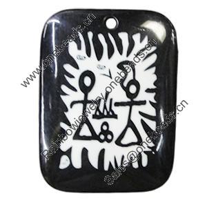 Resin Pendants, Rectangle 39x53mm Hole:3.5mm, Sold by Bag