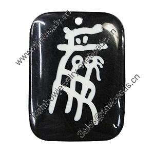 Resin Pendants, Rectangle 39x53mm Hole:3.5mm, Sold by Bag