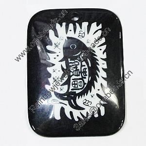 Resin Pendants, Rectangle 39x53mm Hole:3.5mm, Sold by Bag