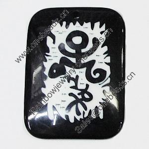 Resin Pendants, Rectangle 39x53mm Hole:3.5mm, Sold by Bag