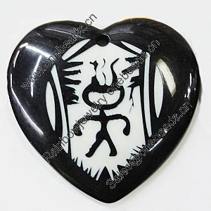 Resin Pendants, Heart 52x49mm Hole:3.5mm, Sold by Bag