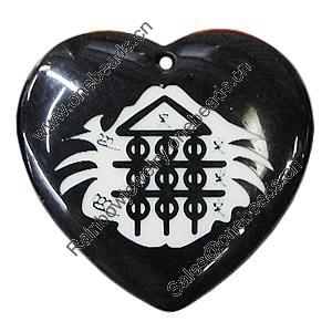 Resin Pendants, Heart 52x49mm Hole:3.5mm, Sold by Bag