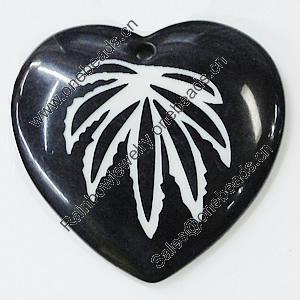 Resin Pendants, Heart 52x49mm Hole:3.5mm, Sold by Bag
