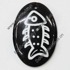 Resin Pendants, Flat Oval 33x48mm Hole:3.5mm, Sold by Bag