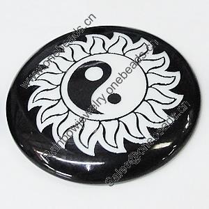 Resin Pendants, Flat Round 47mm Hole:3.5mm, Sold by Bag