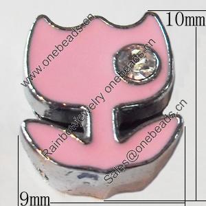 Slider, Zinc Alloy Bracelet Findinds, Flower, 9x10mm, Interior Diameter:7mm, Sold by Bag