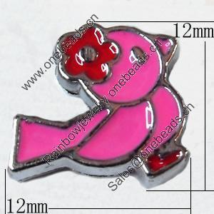 Slider, Zinc Alloy Bracelet Findinds, Animal, 12mm, Interior Diameter:8mm, Sold by Bag