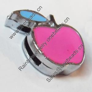 Slider, Zinc Alloy Bracelet Findinds, Apple, 14x12mm, Interior Diameter:8mm, Sold by Bag