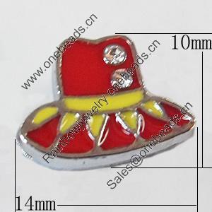 Slider, Zinc Alloy Bracelet Findinds, Hat, 14x10mm, Interior Diameter:8mm, Sold by Bag