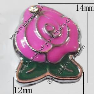 Slider, Zinc Alloy Bracelet Findinds, Flower, 12x14mm, Interior Diameter:8mm, Sold by Bag