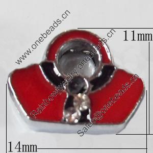 Slider, Zinc Alloy Bracelet Findinds, Bag, 14x11mm, Interior Diameter:8mm, Sold by Bag